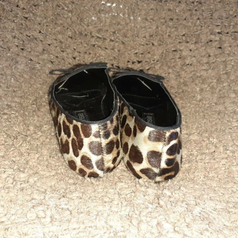 KENSIE-Leopard Pattern Calf Hair Ballet Flats-Ribbon Bow-Sz 6.5-Near Mint - Picture 5 of 7